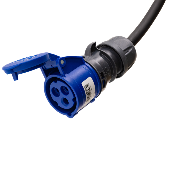 Adapterkabel Typ 2 (Ladestationsseite) auf 16A 3-polige blaue CEE-Buchse