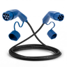 16A Mode 3 EV charging cable with two blue Type 2 connectors and dust caps